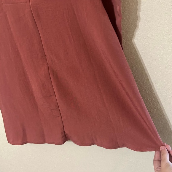 NWT Missguided Long Sleeve Cross Over  Mini Dress Pink Rust Formal Party Sz 8 - Picture 5 of 11